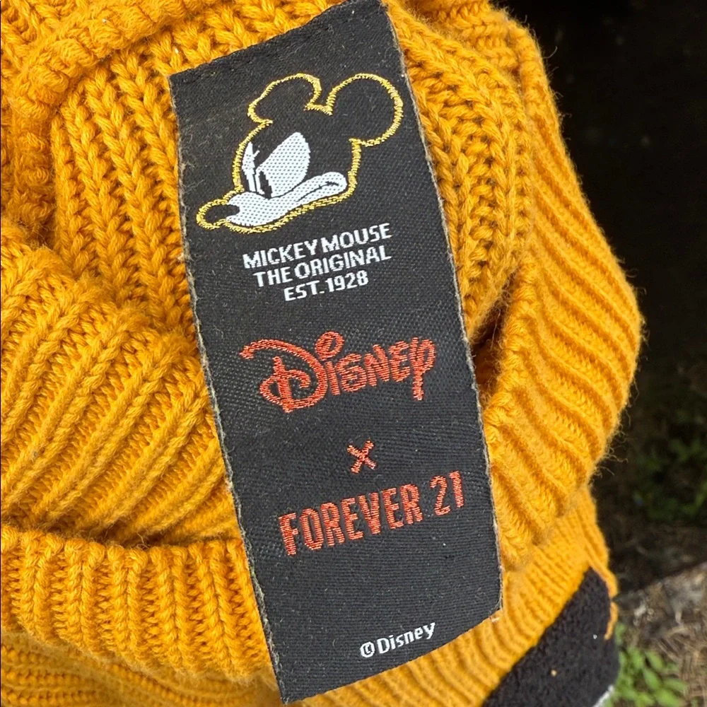 Disney x Forever 21 Mickey Mouse Chenille Patch Ribbed Turtleneck Sweater XS